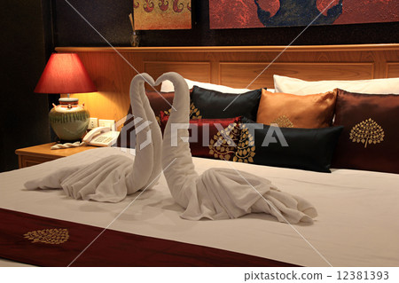 Beautiful bed in traditional Thai setting 12381393