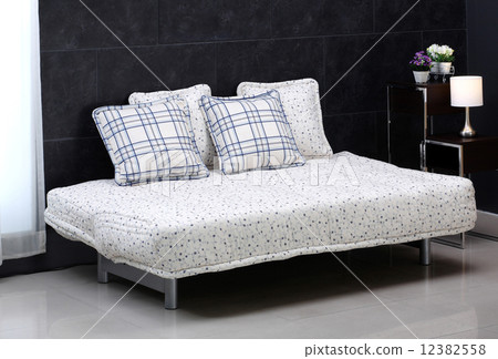 comfortable sofa bed and cute cushions 12382558