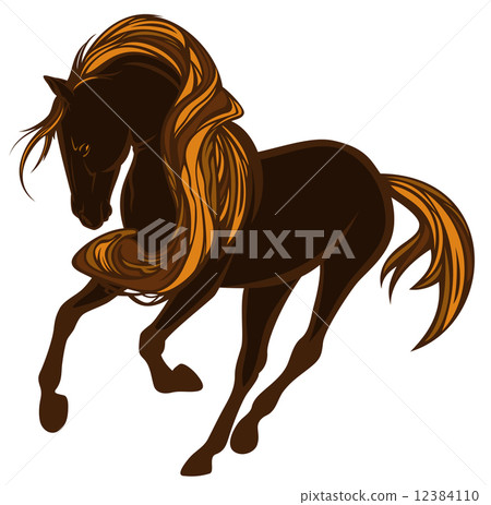 running bay color horse with long mane - beautiful vector animal isolated on white running bay color horse with long mane - beautiful vector animal isolated on white 12384110