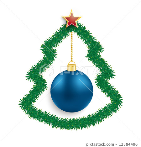 Fir Twigs Christmas Tree Blue Bauble Fir Twigs Christmas Tree Blue Bauble 12384496