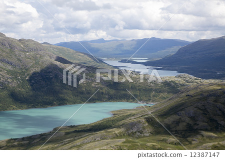 Lake Gjende seen from Knutshoe Mountain (Norway) Lake Gjende seen from Knutshoe Mountain (Norway) 12387147