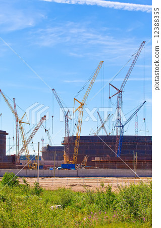 Building of a new part of sea trading port of the Ust- Luga. Russia... Building of a new part of sea trading port of the Ust- Luga. Russia... 12388355