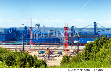 Work of new sea trading port of the Ust-Luga. Russia. The coal terminal Work of new sea trading port of the Ust-Luga. Russia. The coal terminal 12388356