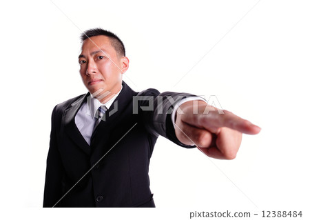 Business man serious pointing 12388484
