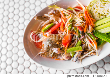 papaya salad with horse crab som tum, papaya spicy sweet and sou papaya salad with horse crab som tum, papaya spicy sweet and sou 12388645