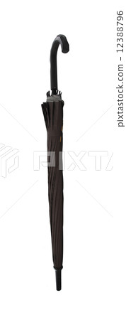 Black umbrella with plastic handle isolated on a white 12388796
