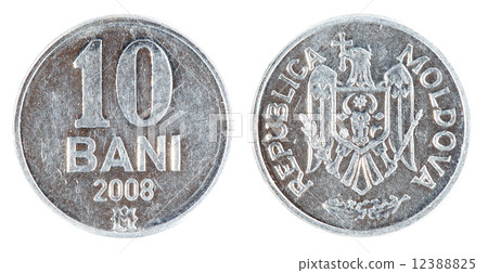 Moldova Coin 10 Bani on the white background (2008 year) 12388825