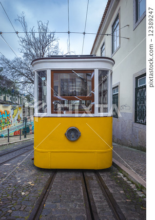 Elevador da Gloria, famous funicular in Lisbon, Portugal Elevador da Gloria, famous funicular in Lisbon, Portugal 12389247