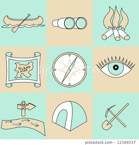 Vector set of travel and camping icons Vector set of travel and camping icons 12389337