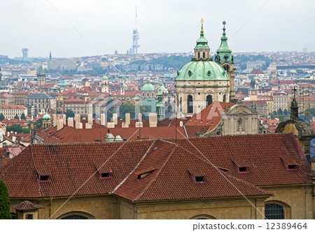 Saint Nicolas church and TV transmitter Zizkov Saint Nicolas church and TV transmitter Zizkov 12389464