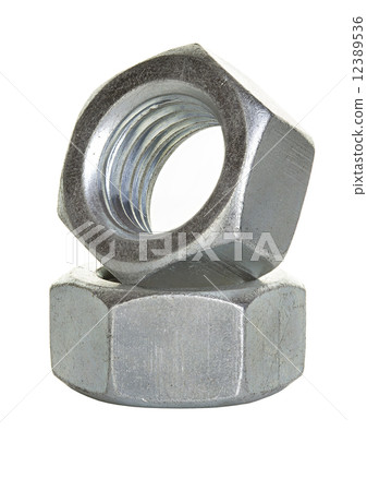 Metal nuts isolated on white background 12389536