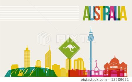 Travel Australia destination landmarks skyline background 12389621
