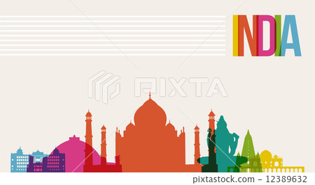 Travel India destination landmarks skyline background 12389632