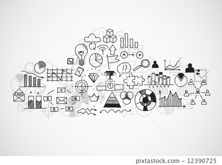 Hand draw buseness sketches doodle infographic elements, chart graph. Concept bank cloud data financ Hand draw buseness sketches doodle infographic elements, chart graph. Concept bank cloud data financ 12390725