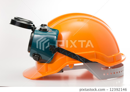 Safety hat and goggles glasses isolated 12392146