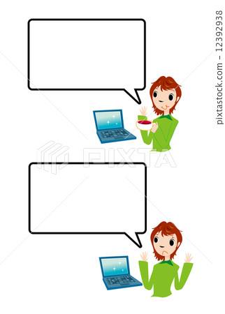 個人電腦，平板電腦，女人，思考，思想，研究，計算，氣球 12392938