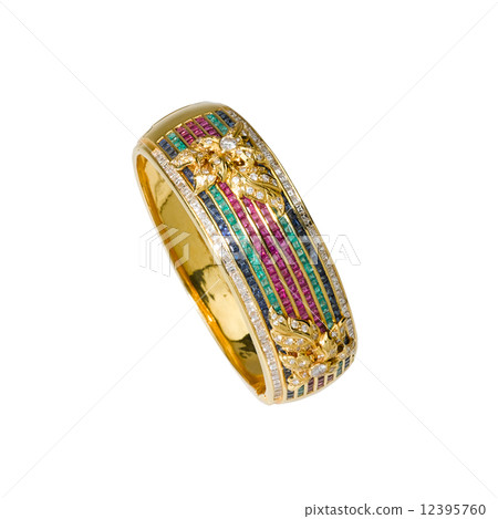 Gold bracelet with multicolor gems 12395760