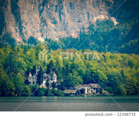 Castle at Hallstatter See mountain lake in Austria Castle at Hallstatter See mountain lake in Austria 12396735