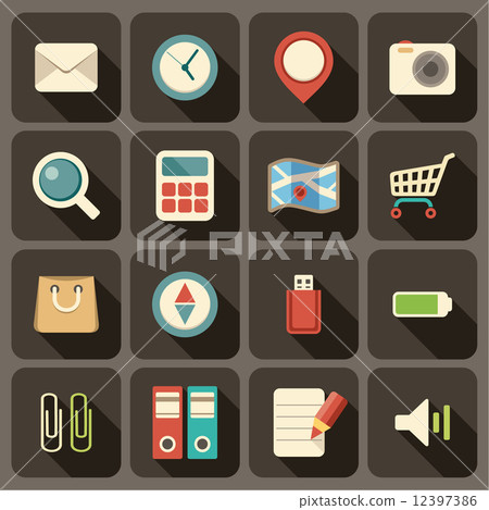Flat icons set for Web and Mobile Applications. - Stock Illustration ...