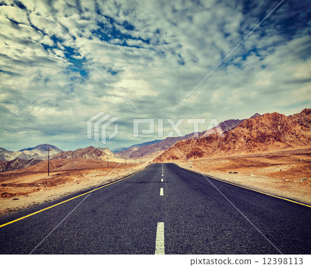 Road  in Himalayas with mountains 12398113