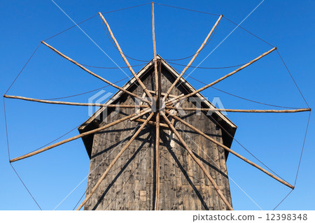 Ancient wooden windmill, popular landmark of old Nessebar Ancient wooden windmill, popular landmark of old Nessebar 12398348