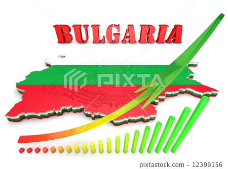 map illustration of Bulgaria with flag 12399156