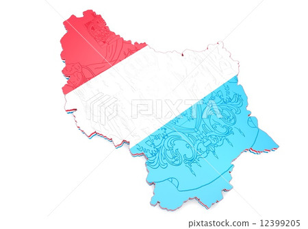 Map illustration of Luxembourg with flag 12399205
