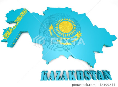 map illustration of Kazakhstan with flag map illustration of Kazakhstan with flag 12399211