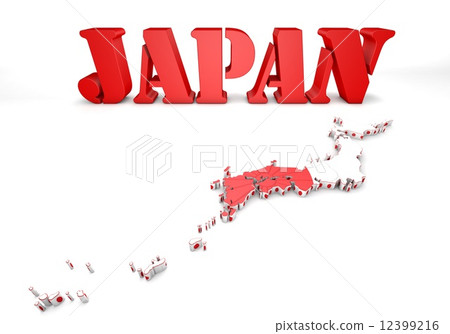 map of Japan with flag map of Japan with flag 12399216