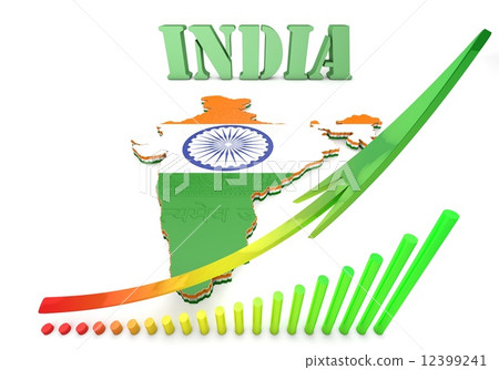 Map illustration of India with flag Map illustration of India with flag 12399241
