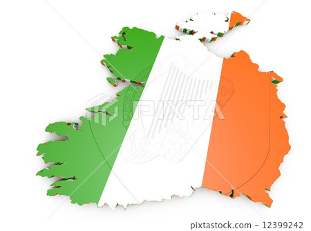map illustration of Ireland with flag map illustration of Ireland with flag 12399242