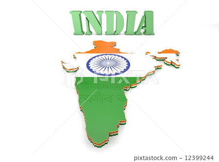 Map illustration of India with flag Map illustration of India with flag 12399244