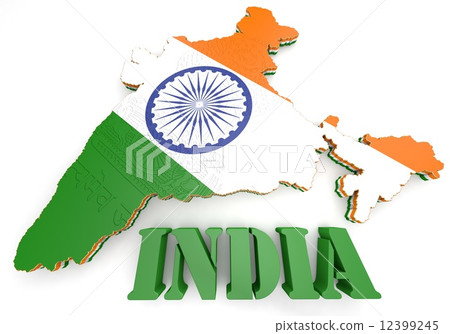 Map illustration of India with flag Map illustration of India with flag 12399245