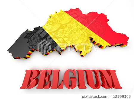 map illustration of Belgium with flag 12399303