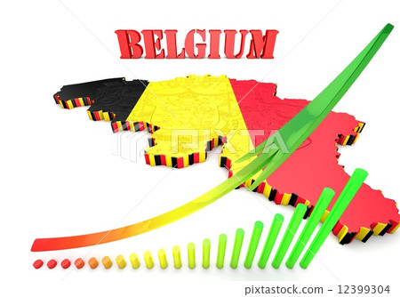 map illustration of Belgium with flag 12399304