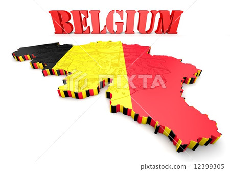 map illustration of Belgium with flag 12399305