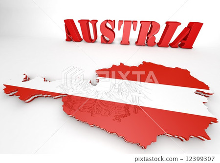 map illustration of Austria with flag 12399307
