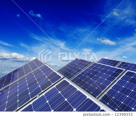 Solar battery panels under blue sky 12399353