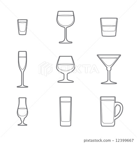 outline alcohol glasses icon set outline alcohol glasses icon set 12399667