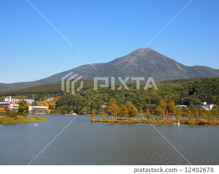 Tateshina mountain seen from Lake Shirakaba 12402678