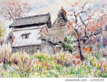 A private house with a thatched roof - Stock Illustration [12408195 ...