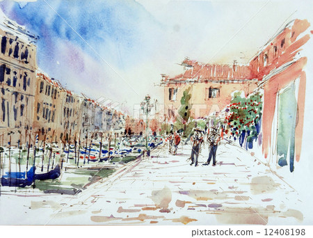 Sketch of the town of Venice 12408198