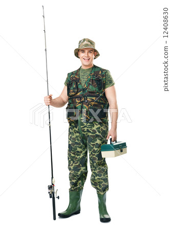 Portrait of a happy fisherman 12408630