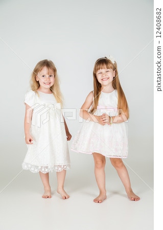 Two Little fashion girls in beautiful dress 12408682