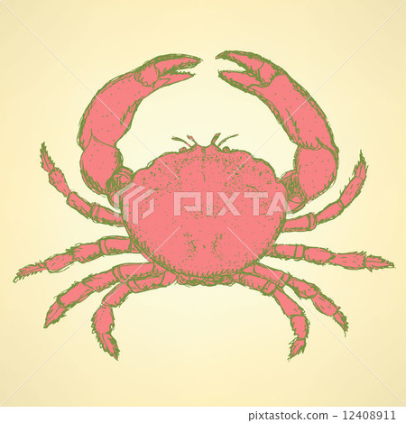 Sketch cute crab in vintage style 12408911