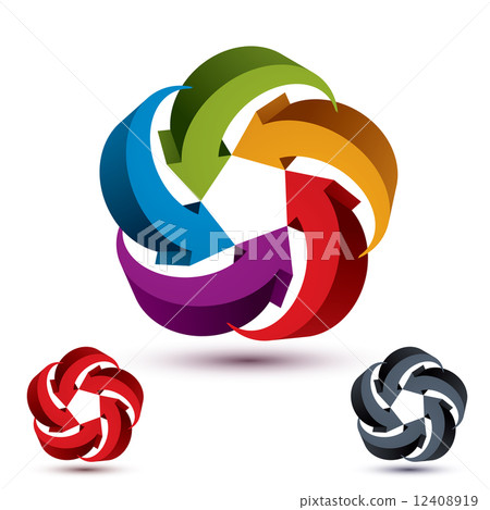 Arrows abstract conceptual symbol template, vector 3d pictogram 12408919