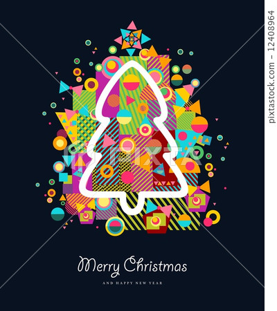 Christmas tree colorful retro greeting card Christmas tree colorful retro greeting card 12408964