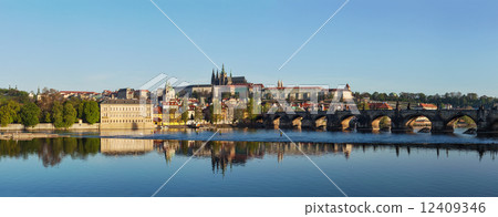 View of Charles bridge over Vltava and Gradchany 12409346