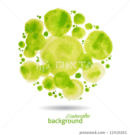 Green watercolor blots abstract dots background 12410261