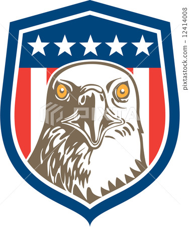American Bald Eagle Head Stars Shield Retro American Bald Eagle Head Stars Shield Retro 12414008